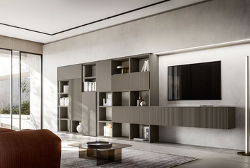 HND067 - Sectional wooden bookcase with integrated lighting by Santalucia Mobili - view 3